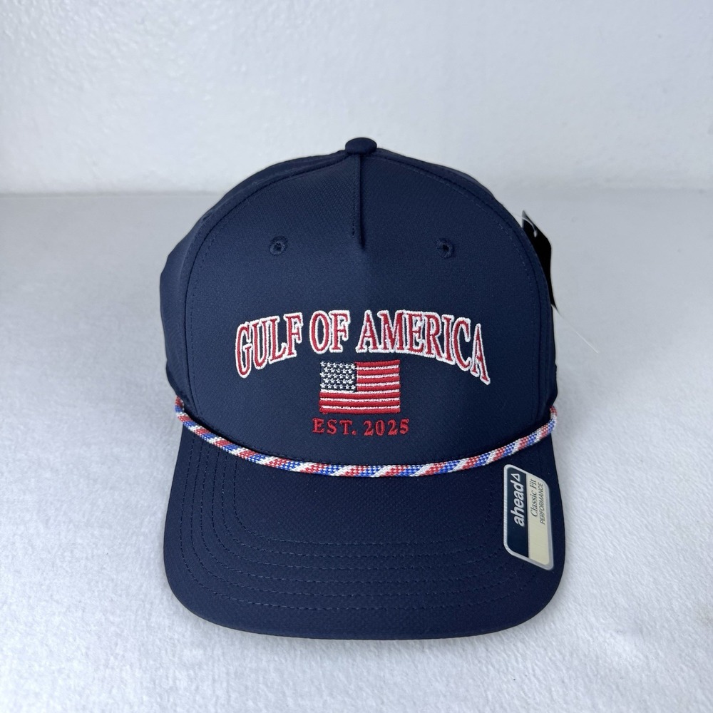 Ahead Gulf Of America SnapBack Hat American Flag Rope Blue Cap 2025 Classic Fit
